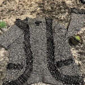 White House Black Market Black and Gray Cardigan Sweater
